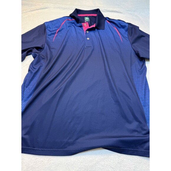 Pro Tour Airplay Men’s Golf Polo Short Sleeve Size XXL NAVY BLUE w/ pink accents - Picture 2 of 8